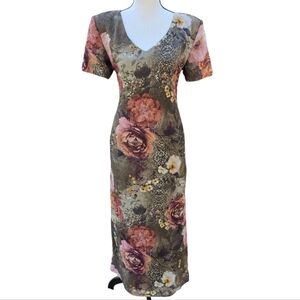 Vintage Green Dark Whimsigoth Floral Maxi Dress